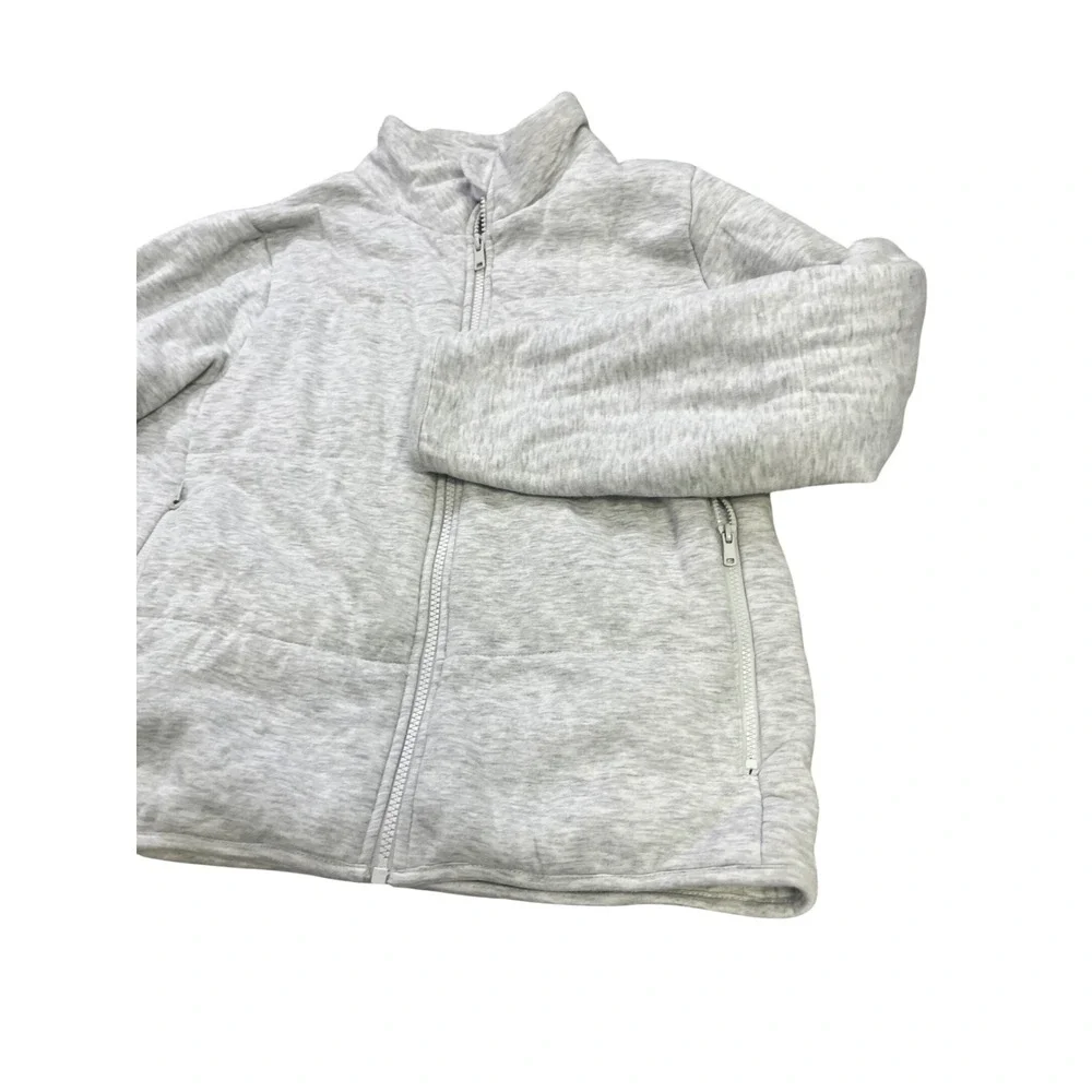 Three Dots Womens Heather Gray Quilted Full Zip Mock Neck Jacket Size S‎